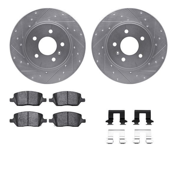 7512-52003, Rotors-Drilled and Slotted-Silver w/ 5000 Advanced Brake Pads incl. Hardware, Zinc Coat, Dynamic Friction Co, Mfr#: 7512-52003